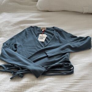 Women's Blue Wrap Top